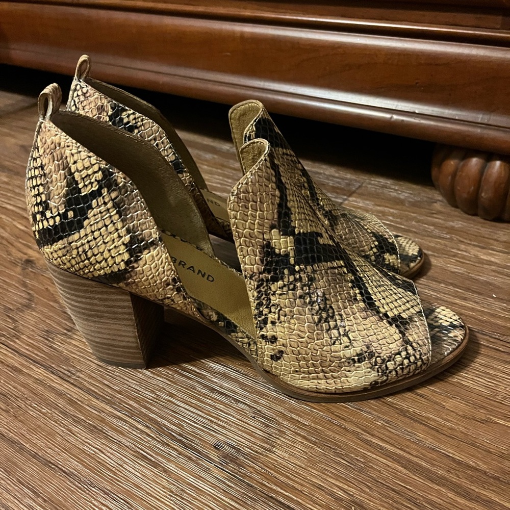 Lucky Brand Tan Snake Print Women's Heels